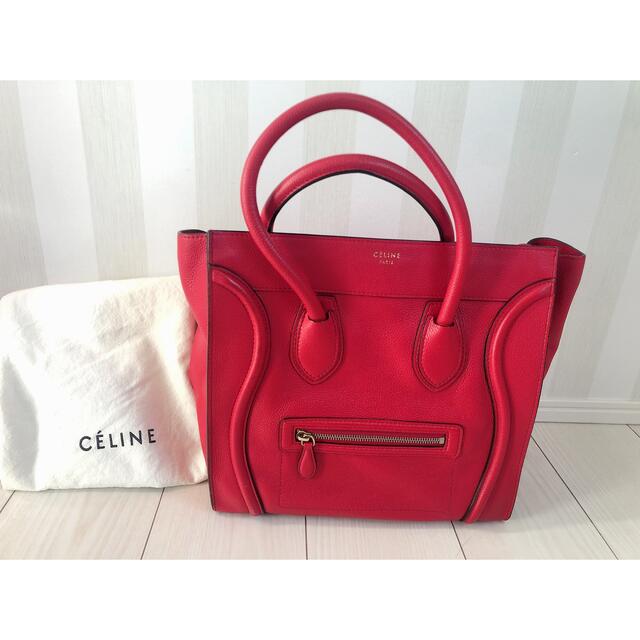 最新の激安 celine - CELINE セリーヌ ラゲージ ミニショッパー レッド