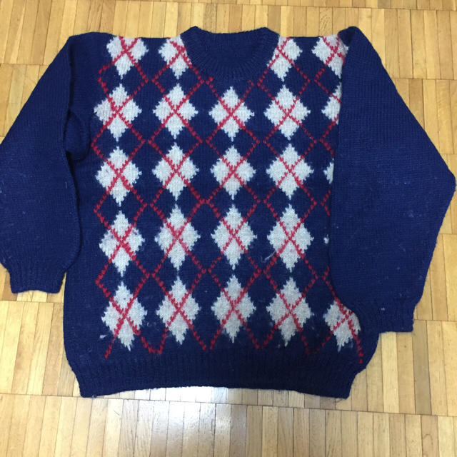手編みセーター、アーガイル柄の通販 by タイガース愛's shop｜ラクマ