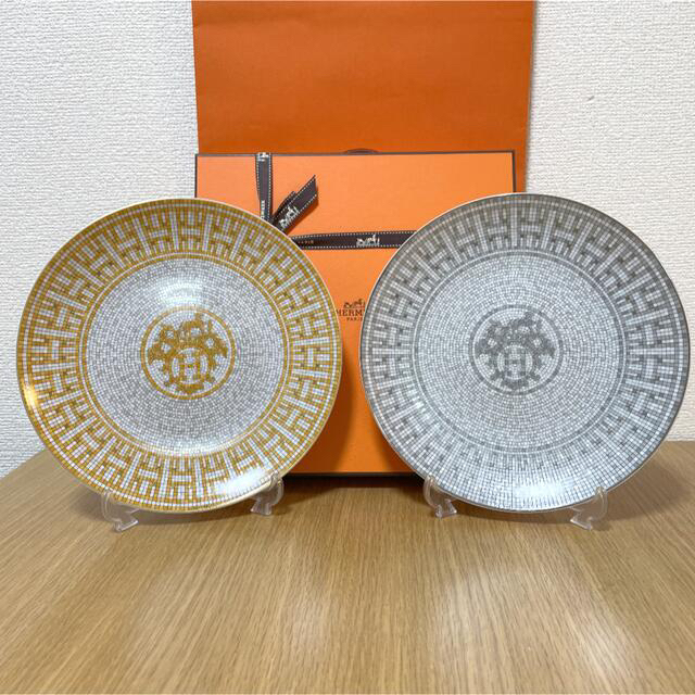 エルメス HERMES モザイク24 プラチナ　オーバル　プレート