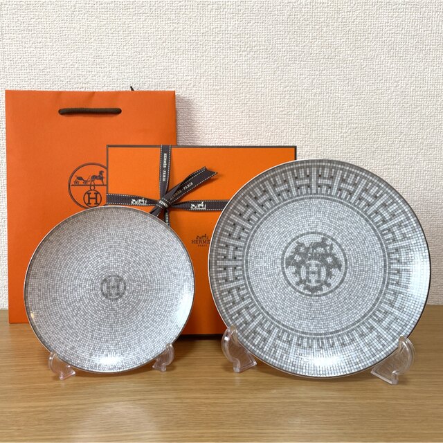 Hermes - 【新品 2枚 ギフト包装】エルメス モザイク 〈プラチナ