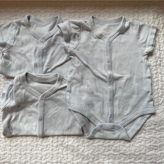 ロンパース　60サイズ　ブルー3枚、ホワイト1枚、計4枚セット キッズ/ベビー/マタニティのベビー服(~85cm)(ロンパース)の商品写真
