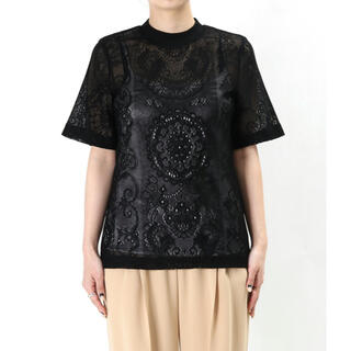 マメ(mame)のMame Curtain Lace Jacquard Jersey Top(Tシャツ(半袖/袖なし))