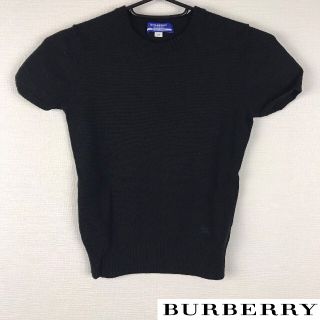 バーバリーブルーレーベル(BURBERRY BLUE LABEL)の美品 BURBERRY BLUE LABEL 半袖ニット ブラック サイズM(ニット/セーター)