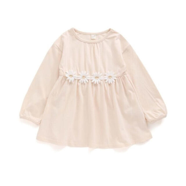 【未使用】ウエストお花モチーフチュニック キッズ/ベビー/マタニティのキッズ服女の子用(90cm~)(ブラウス)の商品写真