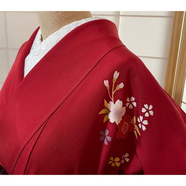 【美品】振袖フルセット　7点セット　正絹　赤　古典柄　成人式　前撮り　卒業式