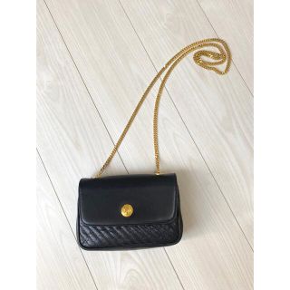 セリーヌ(celine)のオールドセリーヌ レザー チェーン ショルダー バッグ ブラック × ゴールド(ショルダーバッグ)