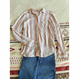 アメリカンイーグル(American Eagle)の★美品★ american eagleストライプ長袖シャツ(シャツ/ブラウス(長袖/七分))