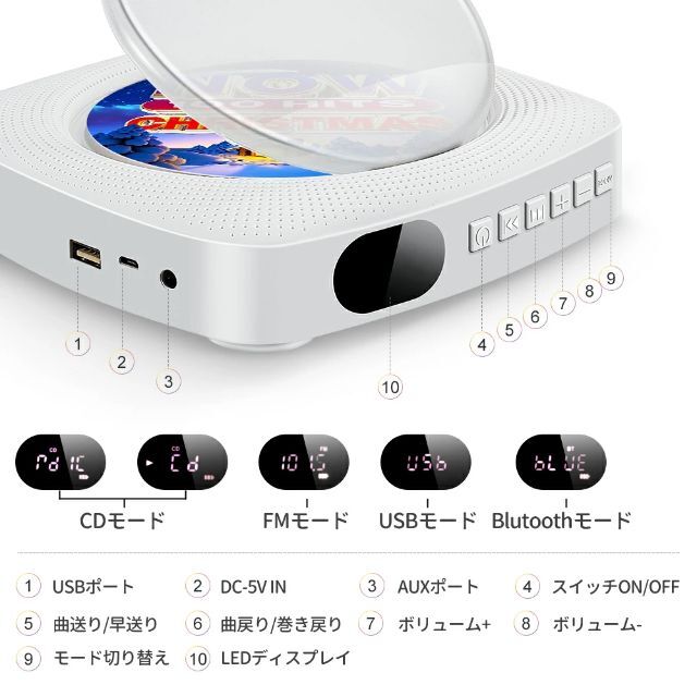 【防災対策】CDラジオプレーヤー ポータブル   卓上置き＆壁掛け式 スマホ/家電/カメラのオーディオ機器(ポータブルプレーヤー)の商品写真