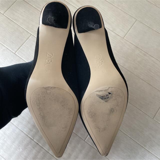 ZARA(ザラ)のZARA スエードパンプス 黒　ヒール レディースの靴/シューズ(ハイヒール/パンプス)の商品写真