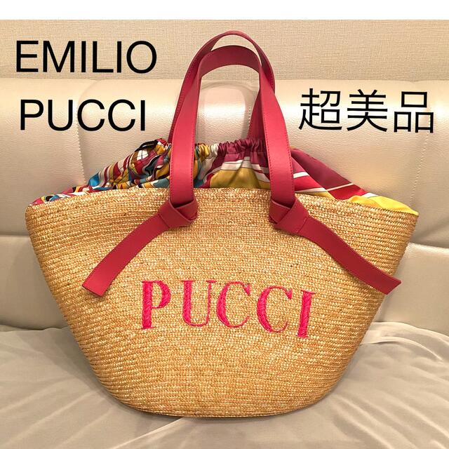 EMILIO PUCCI(エミリオプッチ)のEMILIO PUCCI超美品カゴバッグ　プッチスカーフ柄 レディースのバッグ(かごバッグ/ストローバッグ)の商品写真