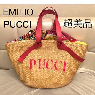 エミリオプッチ(EMILIO PUCCI)のEMILIO PUCCI超美品カゴバッグ　プッチスカーフ柄(かごバッグ/ストローバッグ)