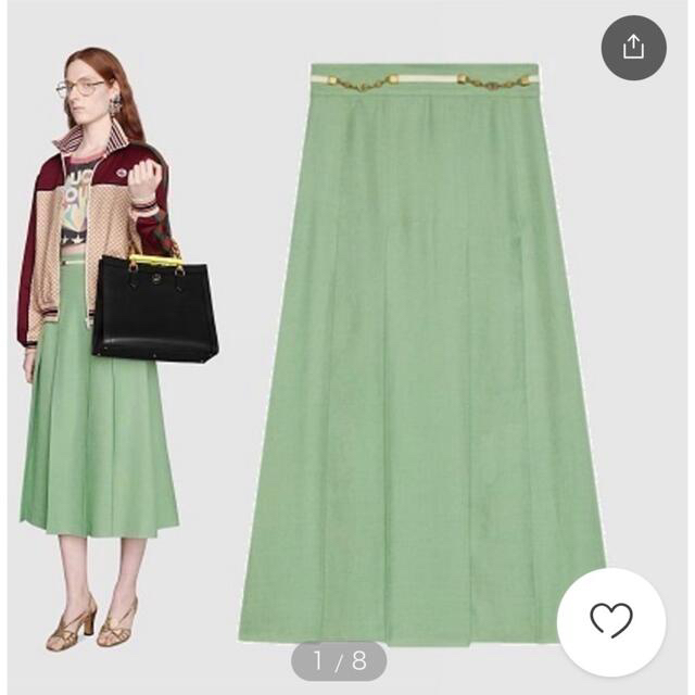 Gucci(グッチ)のGUCCI グリーン プリーツ スカート　CR レディースのスカート(ひざ丈スカート)の商品写真