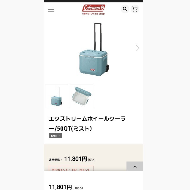 Coleman(コールマン)の【犬さま専用】コールマン　クーラーボックス　47L スポーツ/アウトドアのアウトドア(その他)の商品写真