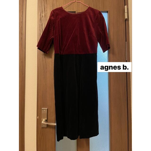 【美品】アニエスベー　agnes b. ベロア　バイカラーワンピース