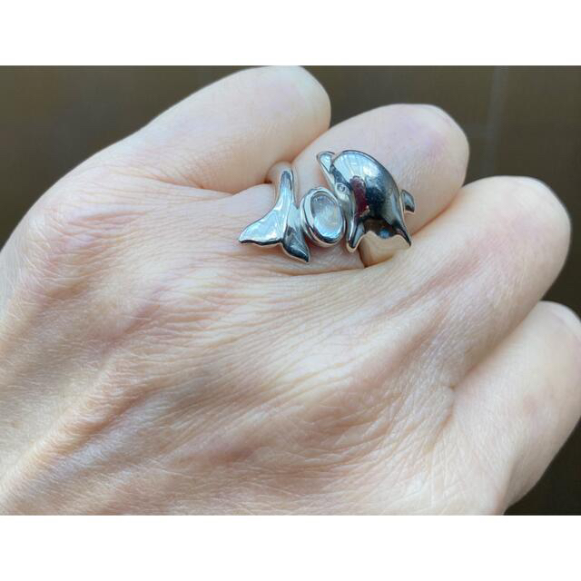 silver 925ムーンストーンイルカちゃんリング レディースのアクセサリー(リング(指輪))の商品写真