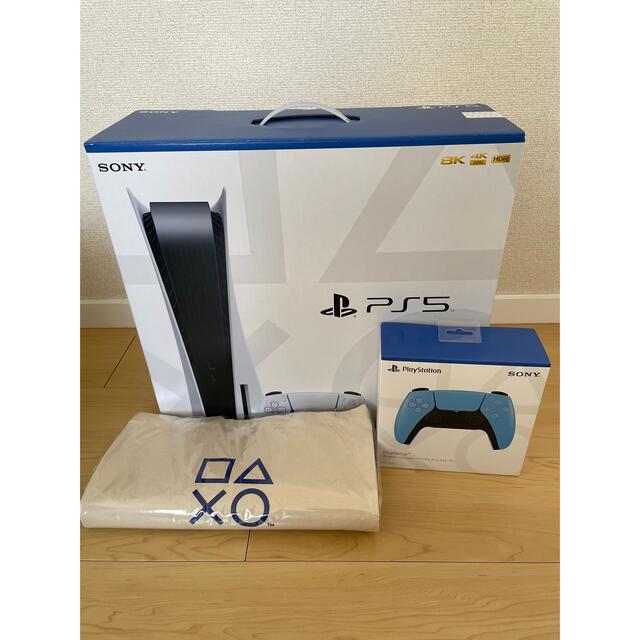 PS5本体+DualSense スターライトブルー新品　補償1年特典トートバッグ