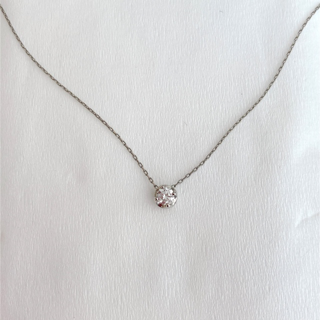 4℃ ヨンドシー Pt850 一粒ダイヤ シルバー ネックレス 【500円引き