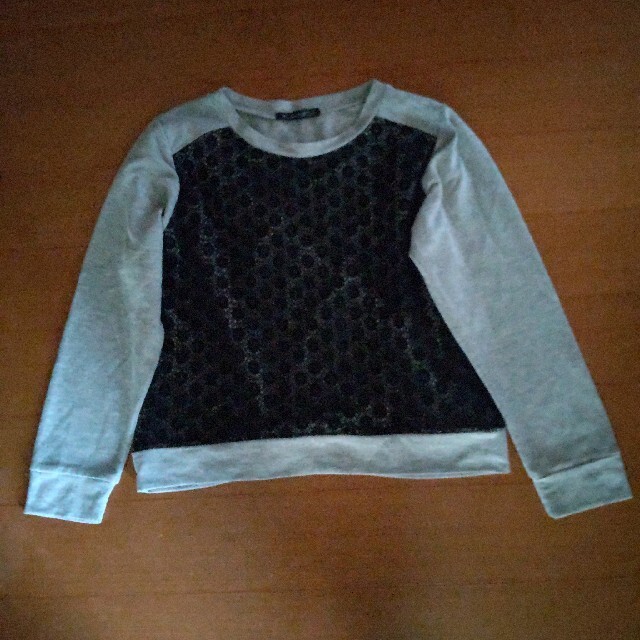 ELEGANCIA❤️レディースグレー シャツ 黒 ブラックレース 柔らか レディースのトップス(Tシャツ(長袖/七分))の商品写真