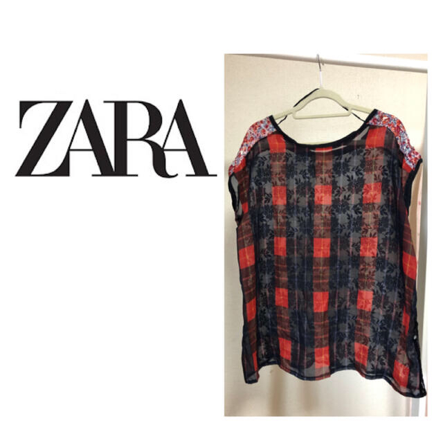 ZARA(ザラ)のZARA チェック花柄シャツ レディースのトップス(シャツ/ブラウス(半袖/袖なし))の商品写真