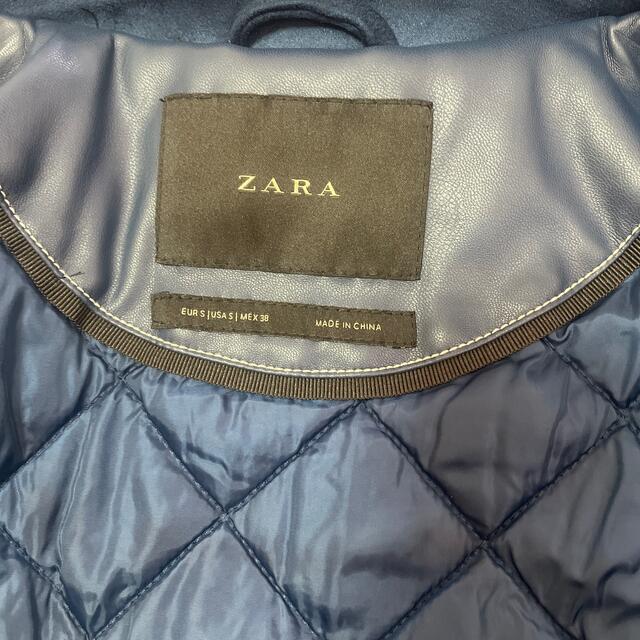 ZARA(ザラ)のZARA ブルー　ジャケット　中綿ブルゾン　スエード調 メンズのジャケット/アウター(ブルゾン)の商品写真