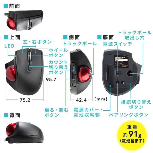 サンワサプライ　Bluetoothトラックボールマウス