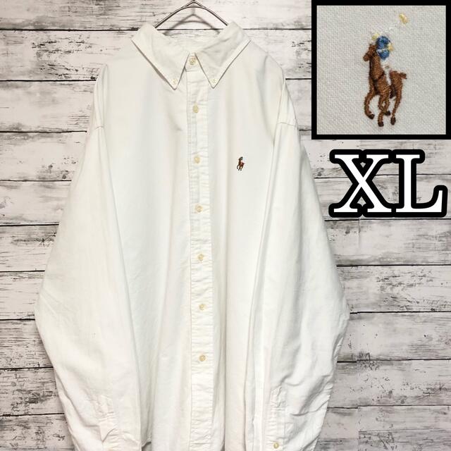 XL 白シャツ ラルフローレン 白 ホワイト 長袖シャツ XL  刺繍ロゴ