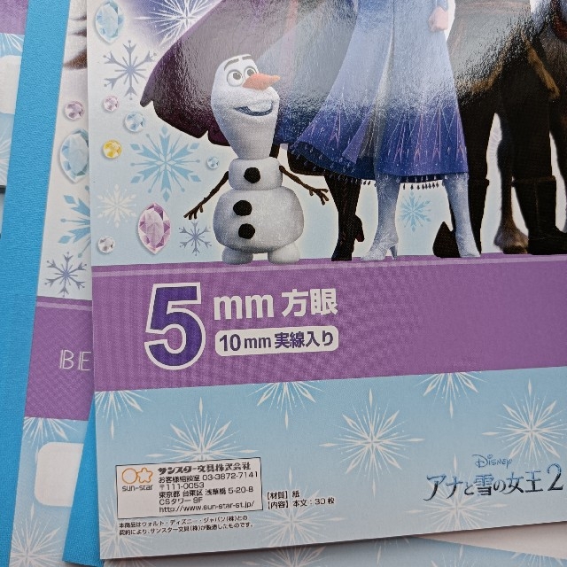 Disney(ディズニー)の【新品☆超お得】アナ雪  スクールノート  5mm方眼ノート  合計8冊 インテリア/住まい/日用品の文房具(ノート/メモ帳/ふせん)の商品写真