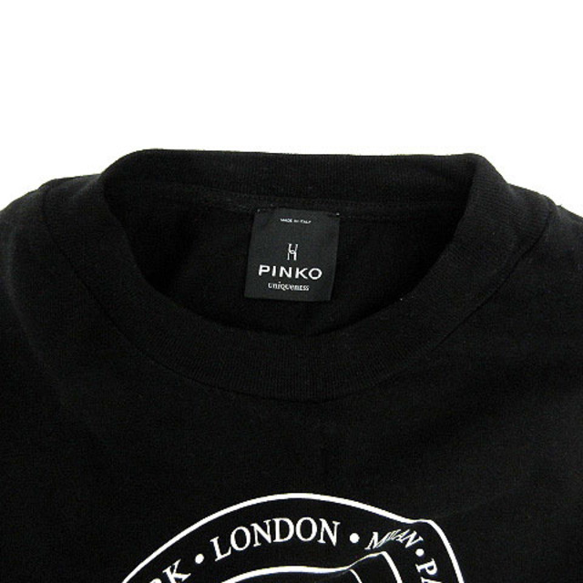 【美品】PINKO ピンコ 半袖 カットソー ロゴ りぼん ピンク 黒