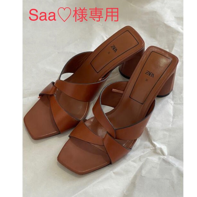 ZARA - Saa♡様専用 ZARA レザー ブロック ヒール サンダルの通販 by ...