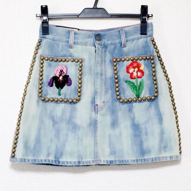 激安単価で GUCCI グッチ 刺繍デニムミニスカート 38 新品未使用