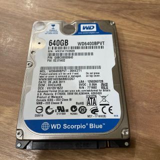 WD6400BPVT 9.5mm 2.5インチHDD 640GB ハードディスク(PCパーツ)