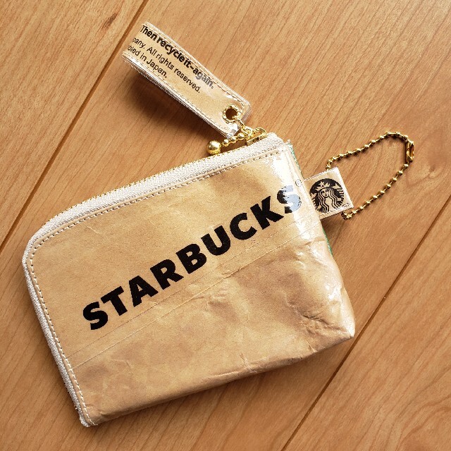 Starbucks Coffee(スターバックスコーヒー)のハンドメイド紙袋リメイクポーチスターバックス L字ファスナーミニポーチSMスタバ ハンドメイドのファッション小物(ポーチ)の商品写真