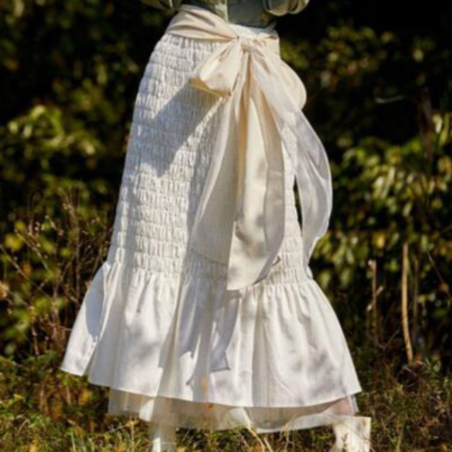 la belle Etude(ラベルエチュード)のla belle Etude  3点セット シャーリングスカート（ホワイト） レディースのスカート(ロングスカート)の商品写真