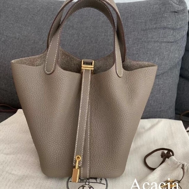 【Etoupe × ゴールド金具】HERMES ピコタンロック 18 PM エルメス ピコタンロック18/PM エトゥープ トリヨンクレマンス