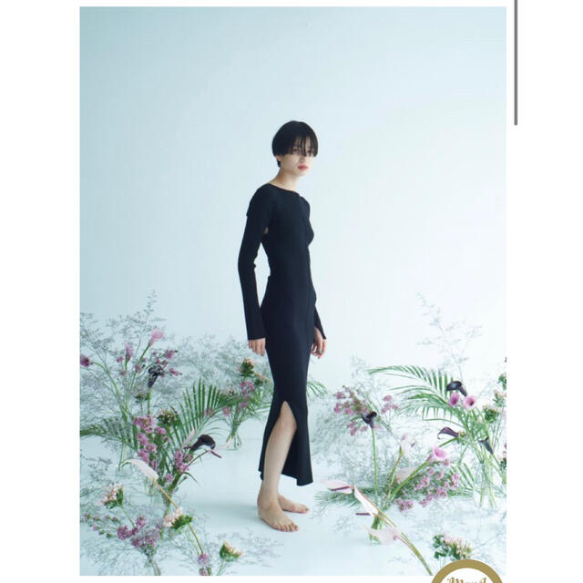 Rosary moon(ロザリームーン)のロザリームーン　Back Cross Knit Dress＊白石麻衣着用 レディースのワンピース(ロングワンピース/マキシワンピース)の商品写真