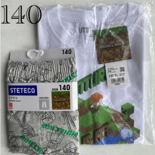 ユニクロ(UNIQLO)の新品未開封　マインクラフト　Tシャツ&ステテコセット　140(Tシャツ/カットソー)