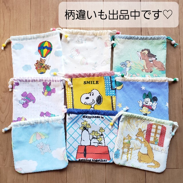 SNOOPY(スヌーピー)のハンドメイド スヌーピー 巾着袋巾着ポーチコップ袋給食袋ヴィンテージシーツ ハンドメイドのファッション小物(ポーチ)の商品写真