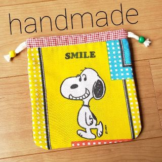 スヌーピー(SNOOPY)のハンドメイド スヌーピー 巾着袋巾着ポーチコップ袋給食袋ヴィンテージシーツ(ポーチ)