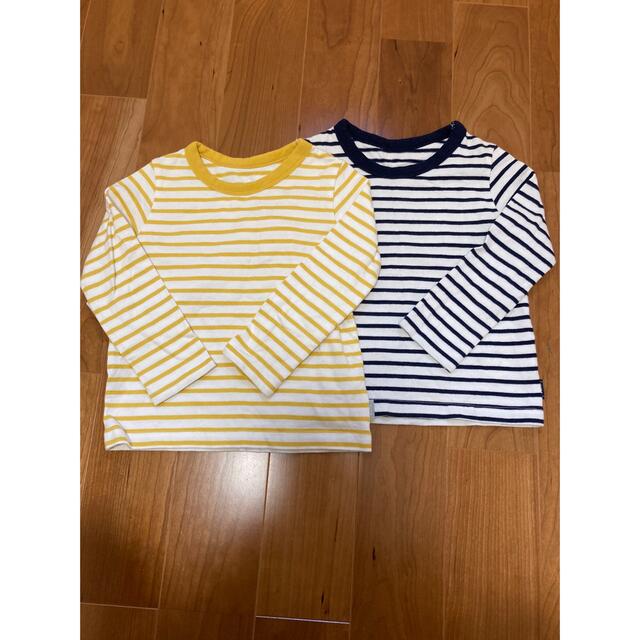 ベルメゾン(ベルメゾン)の美品⭐︎ベルメゾン長袖ボーダーTシャツ2枚組100cm キッズ/ベビー/マタニティのキッズ服男の子用(90cm~)(Tシャツ/カットソー)の商品写真