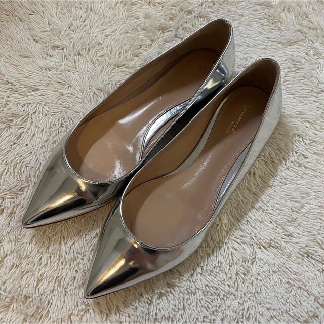 試着のみ　Gianvito Rossi シルバー　フラットシューズ　パンプス靴/シューズ