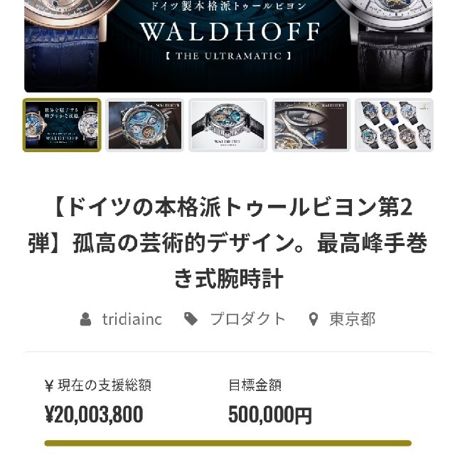 OMEGA(オメガ)の【値下・極美品】WALDHOFF ウルトラマティク トゥールビヨン メンズの時計(腕時計(アナログ))の商品写真