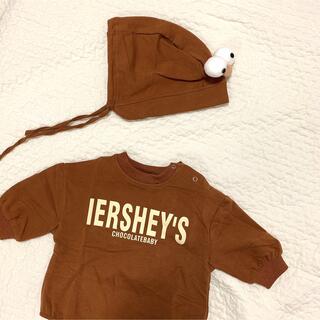 プティマイン(petit main)の【未使用】韓国子供服　IERSHEY'S ロンパース　帽子　セット(ロンパース)
