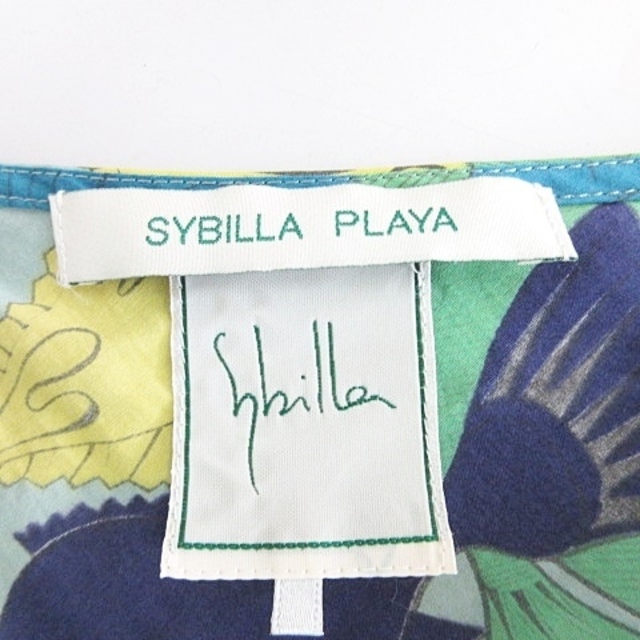 Sybilla(シビラ)のシビラ ワンピース チュニック ノースリーブ 丸首 ひざ丈 フレア 緑 M レディースのワンピース(ひざ丈ワンピース)の商品写真