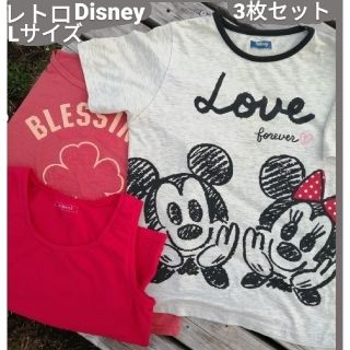 ディズニー(Disney)のL LL　ディズニー　ミッキー　ミニー　ヴィンテージ　レトロ　ビンテージ　古着(Tシャツ/カットソー(半袖/袖なし))