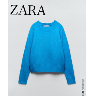 ザラ(ZARA)のZARA ニットセーター ブルー サイズS 新品未使用 ソフトニット ターコイズ(ニット/セーター)