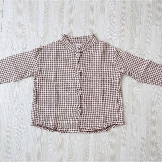 ザラキッズ(ZARA KIDS)の韓国子供服 Aosta アオスタ  ノーカラー チェックシャツ XL(ブラウス)