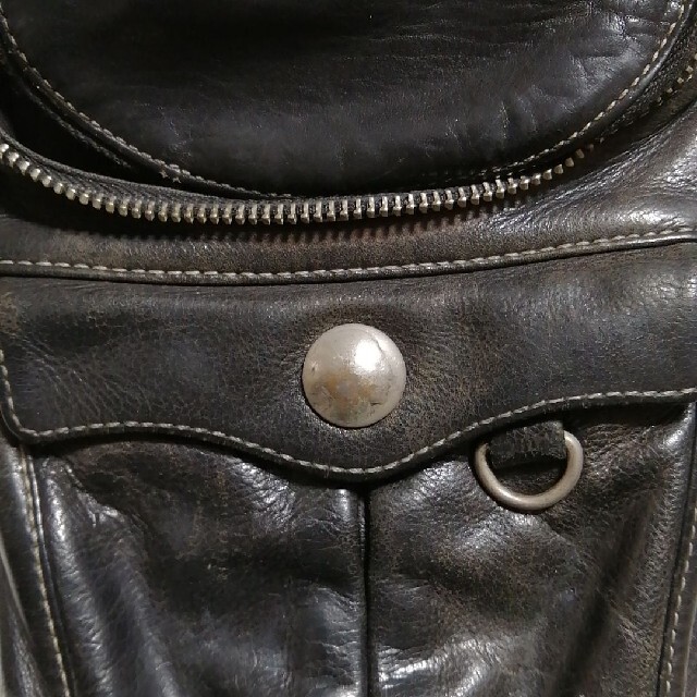 牛革　ウエストポーチ　ブラック メンズのバッグ(ウエストポーチ)の商品写真