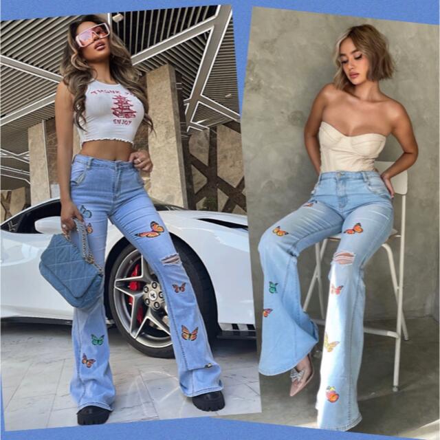 Fashion nova♥バタフライ♥フレアパンツ