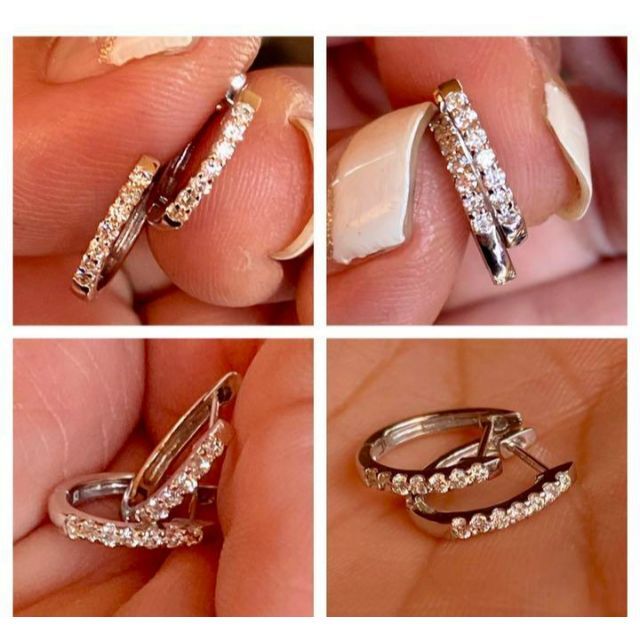 新品 完売しました。。。⑯✨計0.2ct✨上質ダイヤ✨中折れ フープ