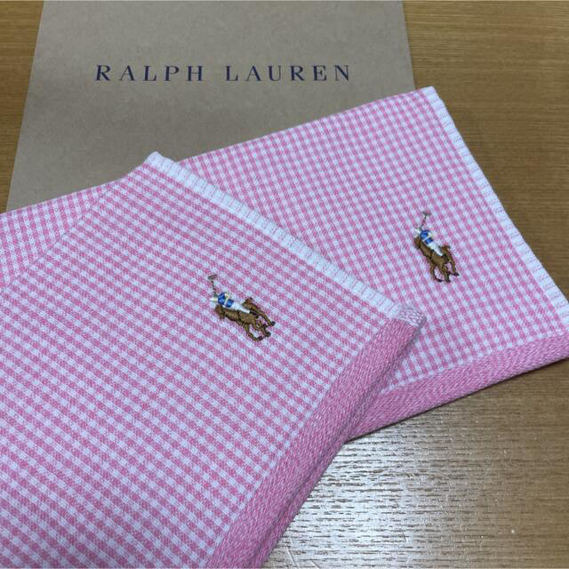 Ralph Lauren(ラルフローレン)の新品　ラルフローレン　ハンドタオル　ガーゼ　8枚　ピンク レディースのファッション小物(ハンカチ)の商品写真